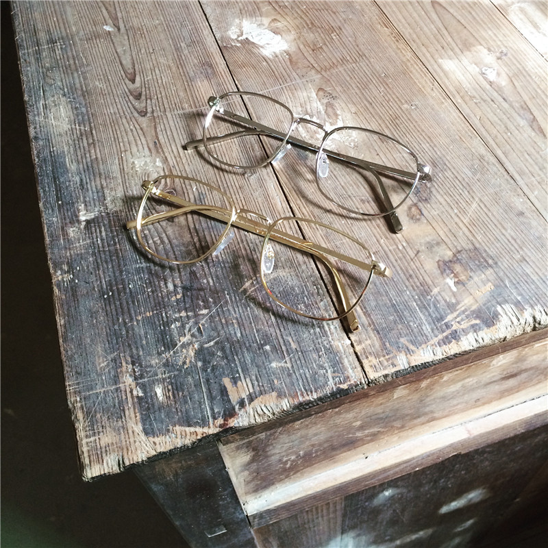 【JM】独家定制 街拍款 日系复古文艺森系金色银色边框眼镜架男女