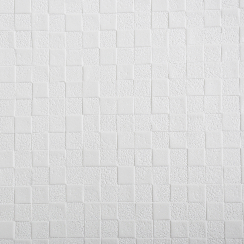 2017日本RUNON进口壁纸纯白色小格子凹凸立体客厅书房墙纸TH-1009