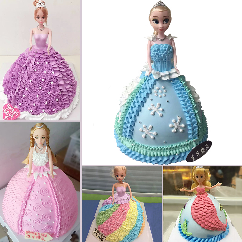 创意奶油芭比娃娃公主卡通儿童生日蛋糕同城速递配送全国北京杭州
