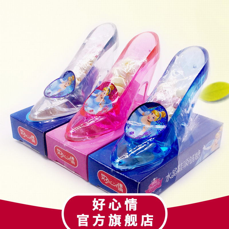 迪士尼灰姑娘水晶鞋项链糖儿童玩具混合水果味压片糖单只装