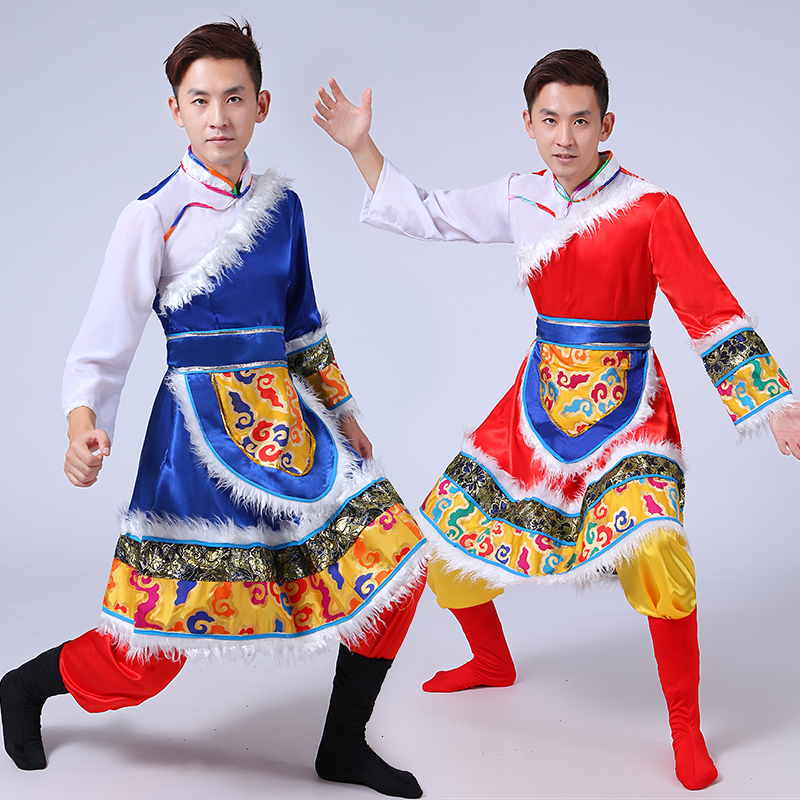 2017新款藏族舞蹈男演出服蒙古族服装少数民族舞台现代表演服成人