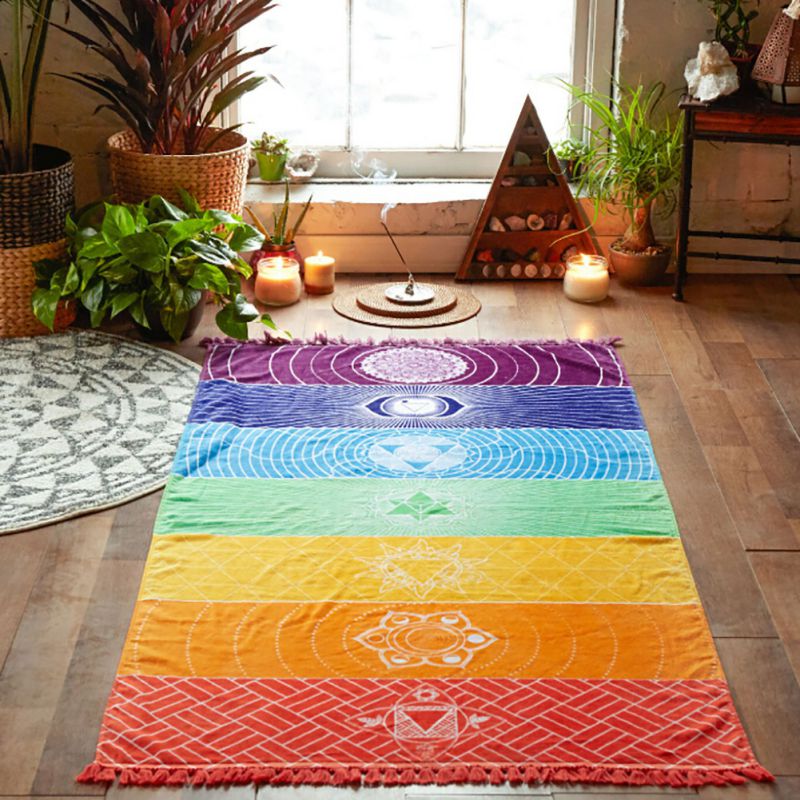 欧美波西米亚印花条纹曼陀罗花型挂布挂毯沙滩巾披肩瑜伽冥想坐垫
