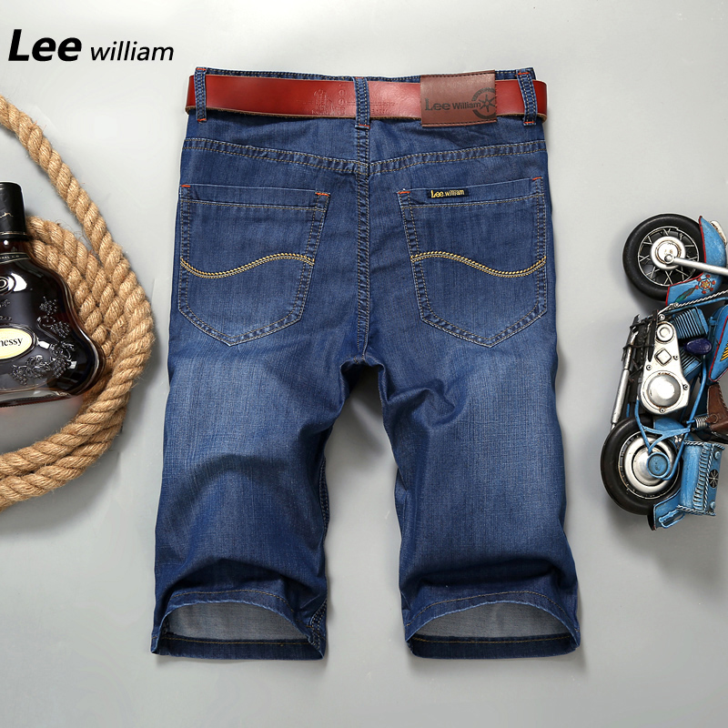 LEE WILLIAM夏季牛仔短裤男五分裤薄款青年裤修身韩版男中裤大码