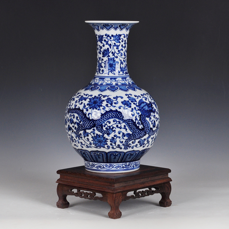 景德镇陶瓷花瓶仿明清古典中式摆件花瓶手绘家居瓷器花瓶居家摆件