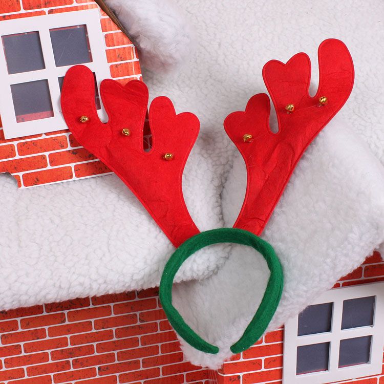 起轩  圣诞鹿角 派对鹿角头箍 红色 圣诞礼物 圣诞用品 带铃铛