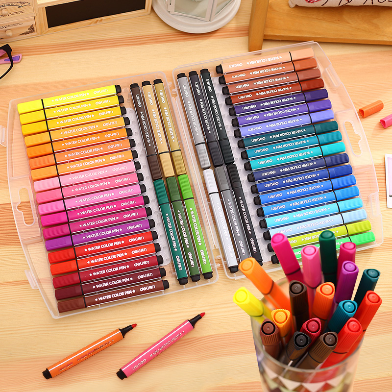 得力水彩笔 儿童绘画36色48色涂鸦绘画无毒可水洗彩笔幼儿园画笔