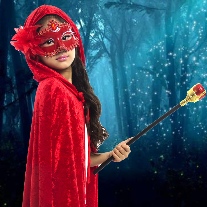 万圣节亲子套装儿童服装女孩小红帽披风女巫斗篷成人面具演出衣服