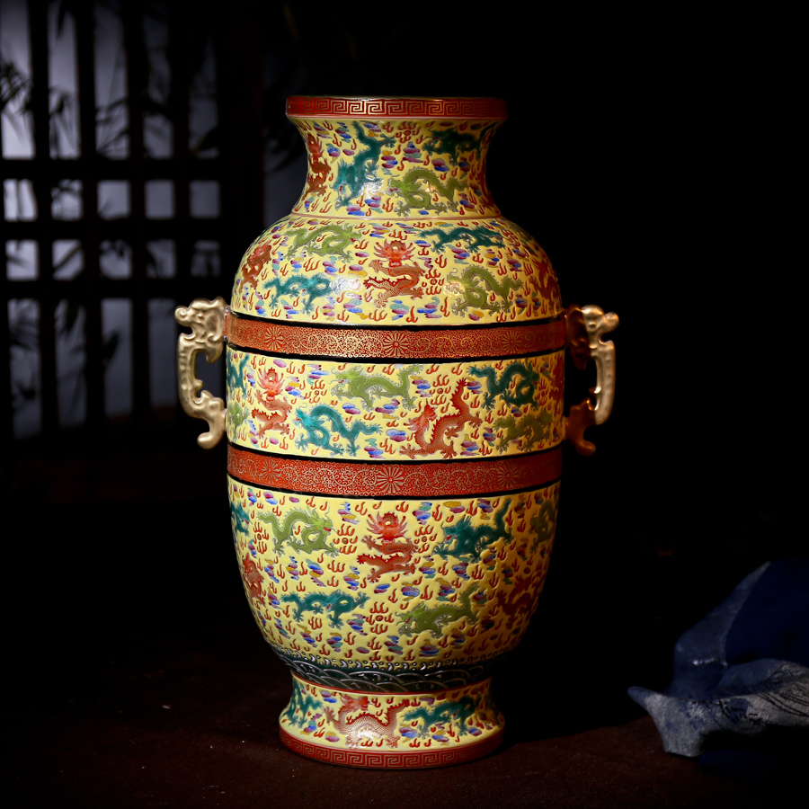 大展 仿古明清古典中式博古架摆件 景德镇手绘粉彩瓷器收藏做旧瓷