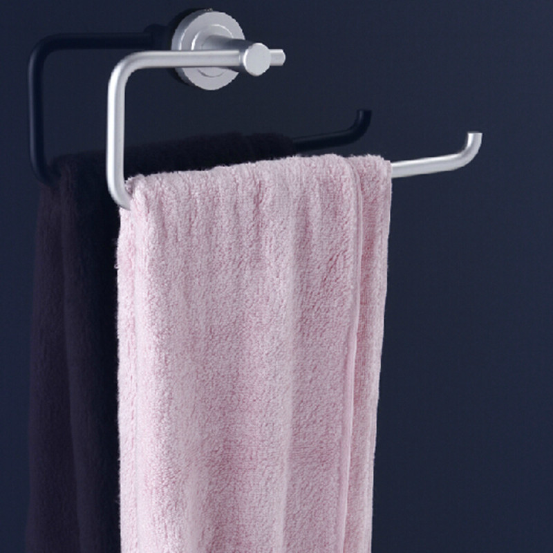 浴室毛巾环太空铝合金晾毛巾架卫生间置物架壁挂打孔卫浴五金挂件