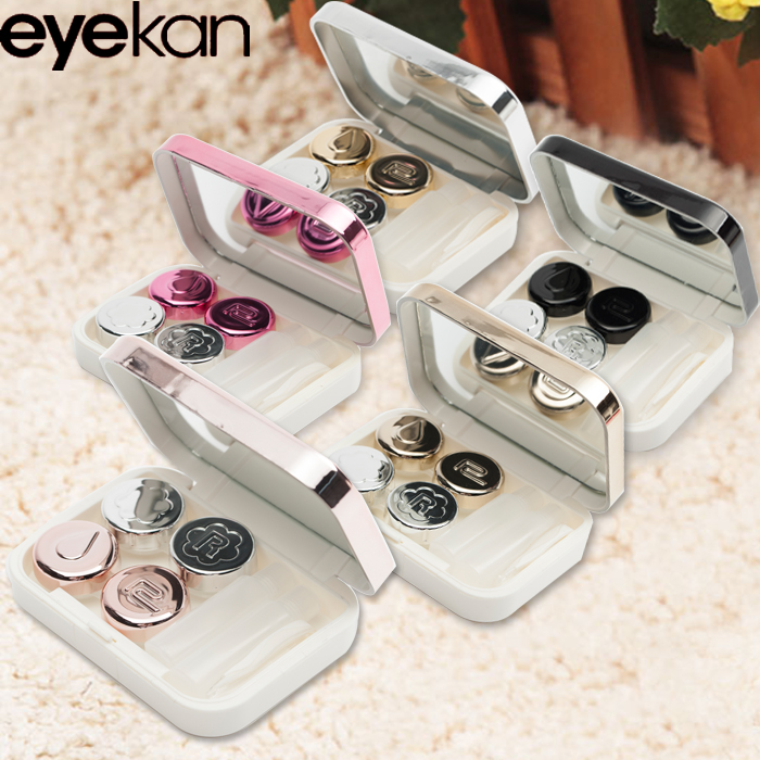 eyekan隐形眼镜盒可容纳2幅隐形眼镜小巧便捷收纳盒带镊子佩戴棒