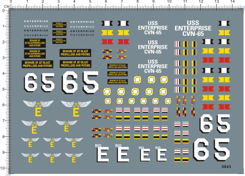 1/350 CVN-65航空母舰企业号F4F舰载机水贴纸 5843 10*14cm