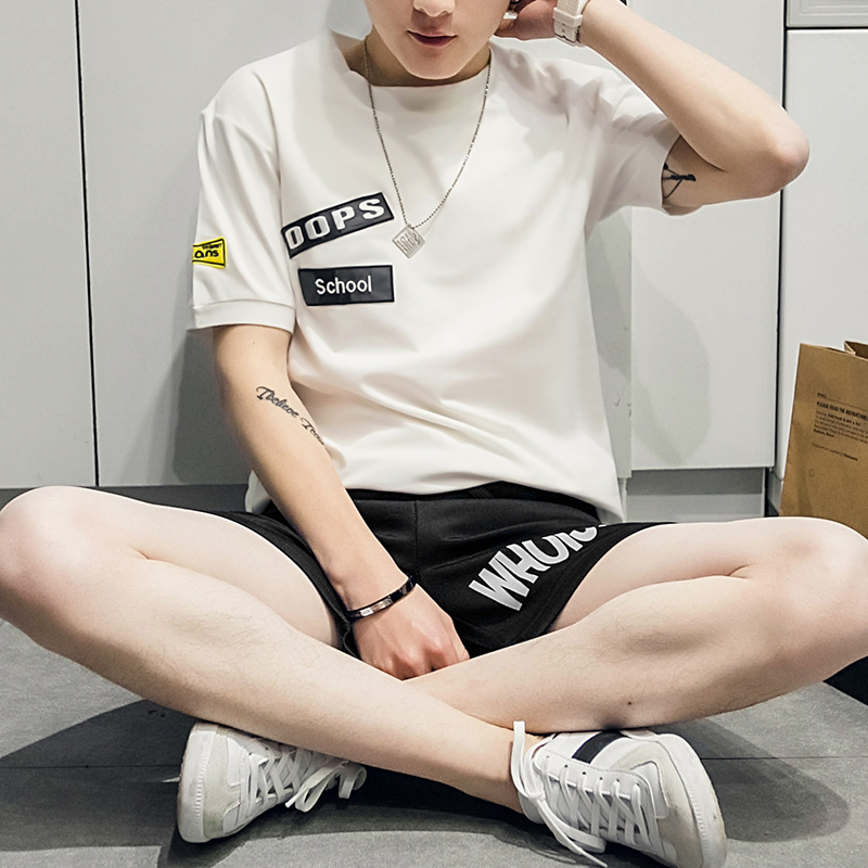 男士2017新款夏季短袖T恤韩版青少年学生半袖潮流宽松个性上衣服