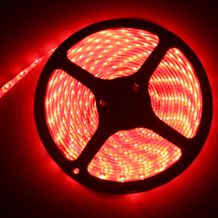 低压12V2835滴胶防水红光LED灯带12V红光灯条2835红色柜台汽车用