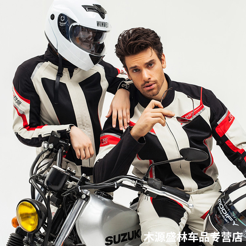 杜汉夏季网眼摩托车骑行服赛车服套装男女士情侣款机车服骑士装备