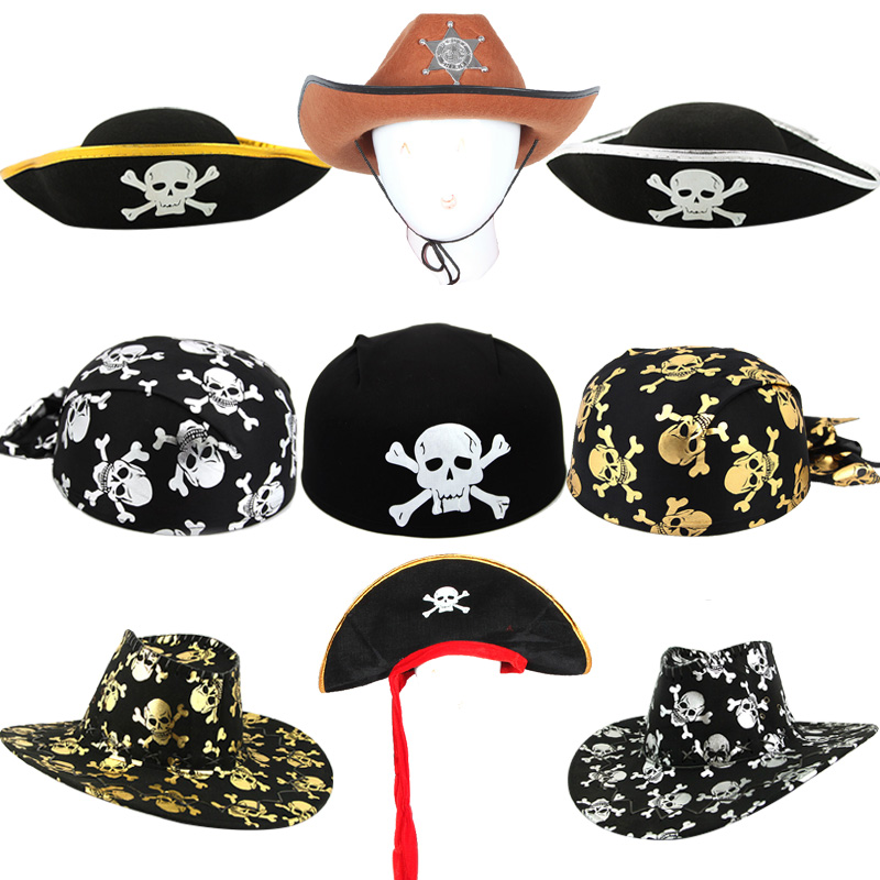 万圣节道具舞会派对加勒比海盗服装帽子船长帽 牛仔 佐罗海盗帽