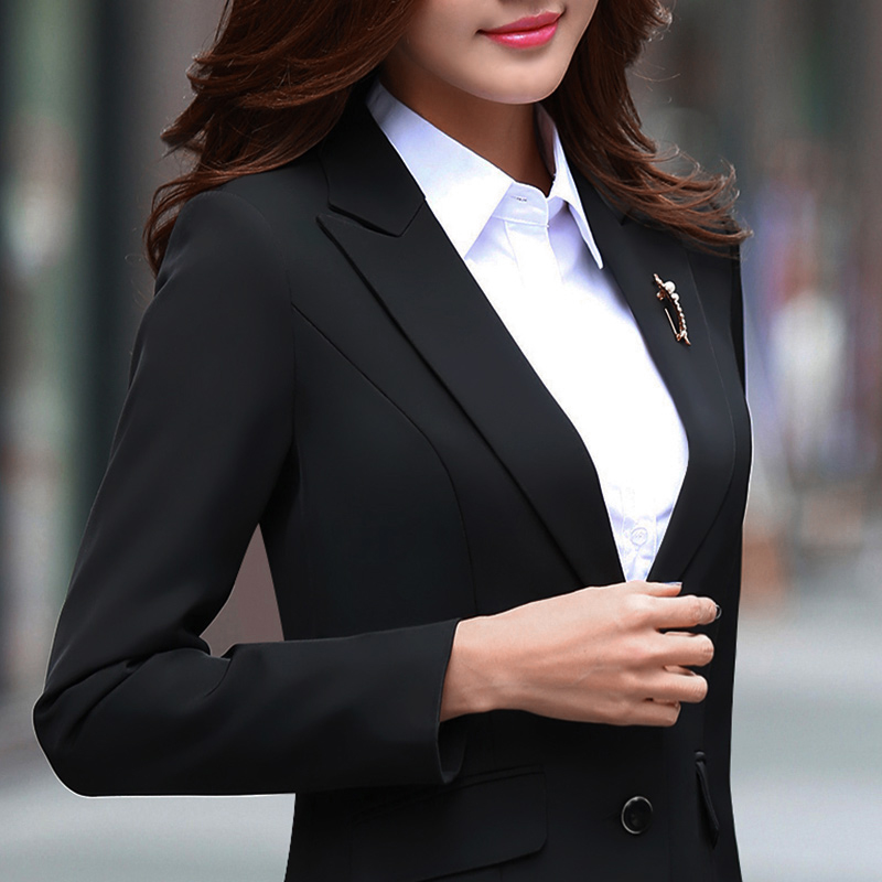 韩版黑色小西装外套女短款长袖职业套装修身显瘦百搭女士西服正装