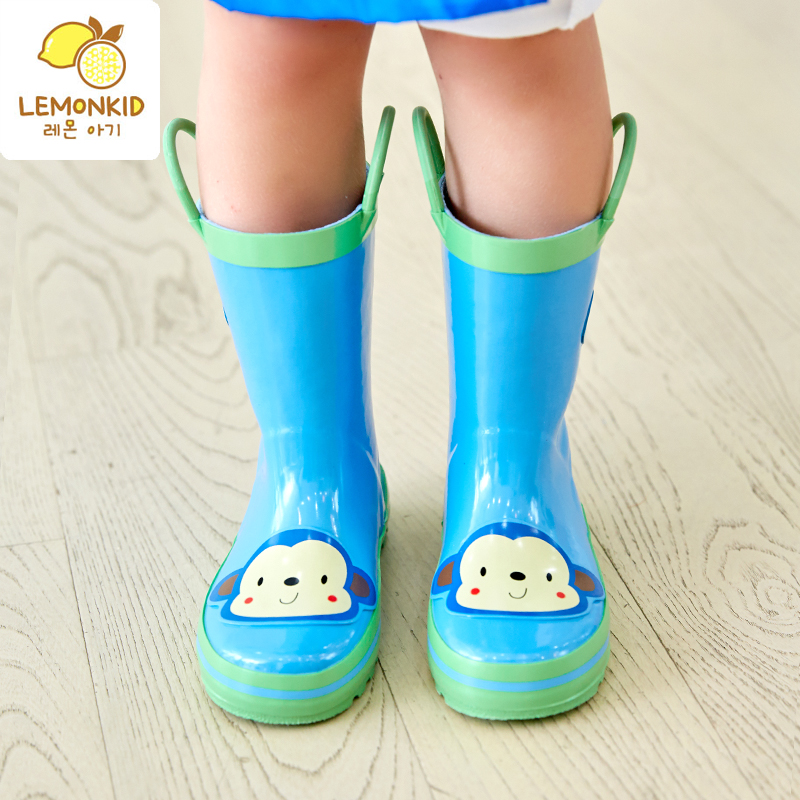 春夏新款儿童橡胶雨鞋防滑环保无味小孩学生手提式卡通雨靴水鞋