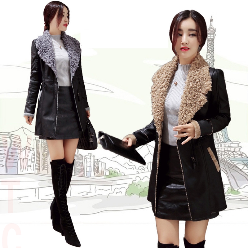 2013秋季长款修身外套水洗皮POLO领机车长袖韩版PU拉链通勤女皮衣