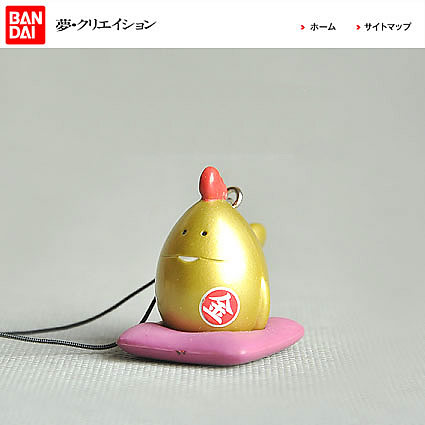 日本带回BANDAI正品金蛋蘑菇人手机链/手机挂件 招财纳福