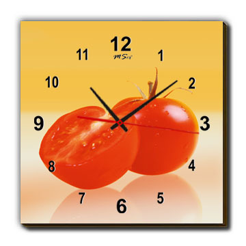 创意礼物无框画钟挂钟 餐厅装饰画壁画 正方形单联 静物番茄