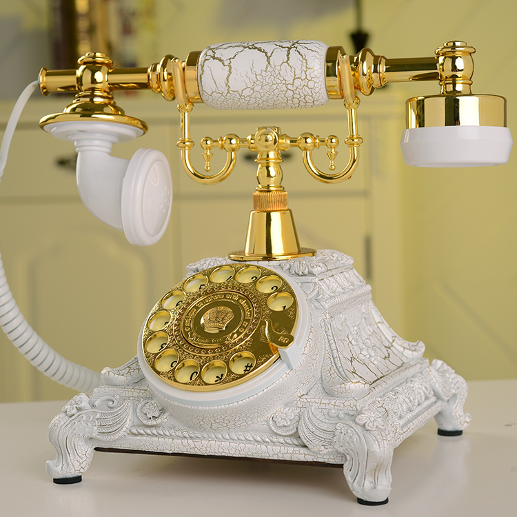 时尚创意旋转电话机仿古欧式白色田园复古电话机家用座机办公电话