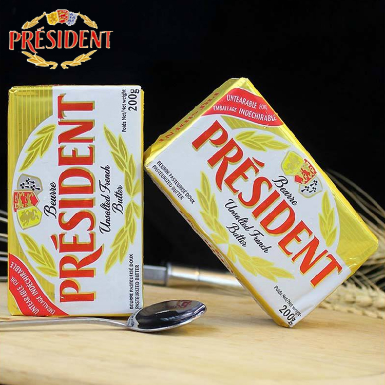 法国原装 总统 PRESIDENT 无盐黄油块 200g原装 奶香浓郁丝般柔滑
