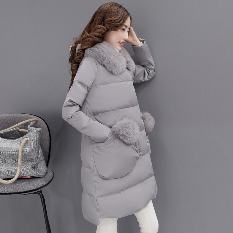 冬季韩版大毛领加厚羽绒服女中长款 2016新款时尚显瘦a字羽绒外套