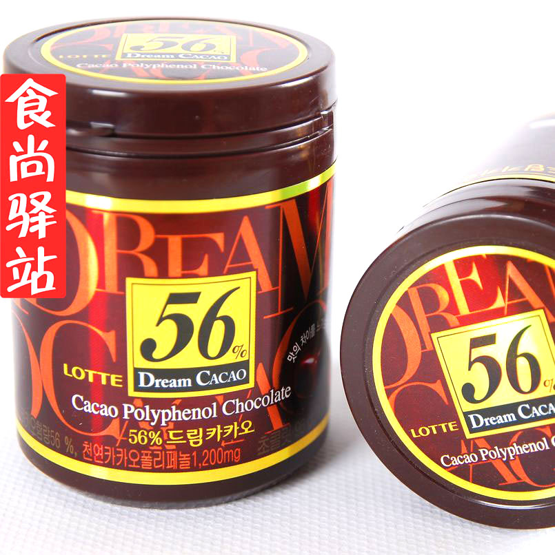 韩国进口 乐天56%纯黑巧克力90g Dream CACAO黑巧克力