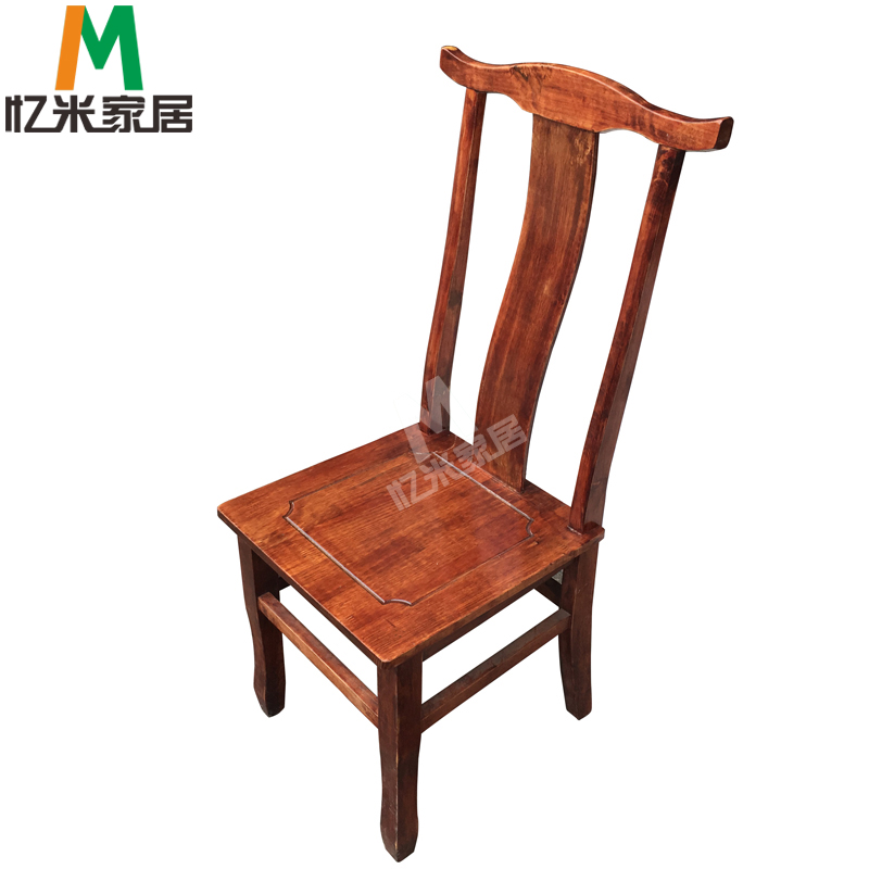 忆米暗红色喷漆火锅桌椅组合火锅店配套牛角椅实木餐椅火锅椅定做