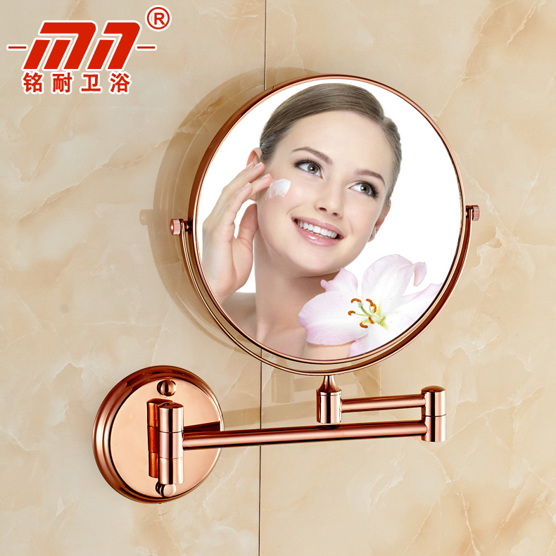 铭耐品牌 欧式玫瑰金美容镜 浴室双面化妆镜 8寸放大镜 浴室镜子
