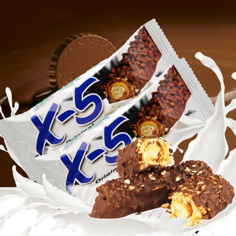 韩国进口X-5榛果夹心花生巧克力棒36g根 果仁巧克力棒