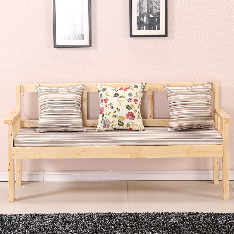 客厅沙发椅松木椅实木长椅阳台实木沙发简约休闲室内实木沙发椅