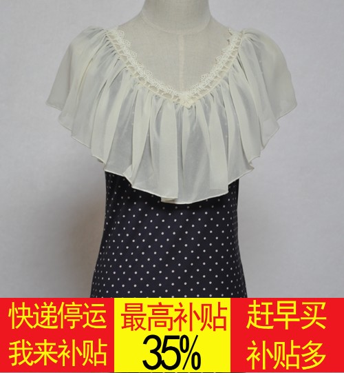朵以专柜正品2013夏装新款时尚V领雪纺拼接针织衫28YX31020