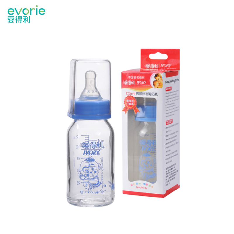 爱得利婴儿奶瓶标准口径耐高温玻璃奶瓶a30防呛宝宝玻璃奶瓶125ml