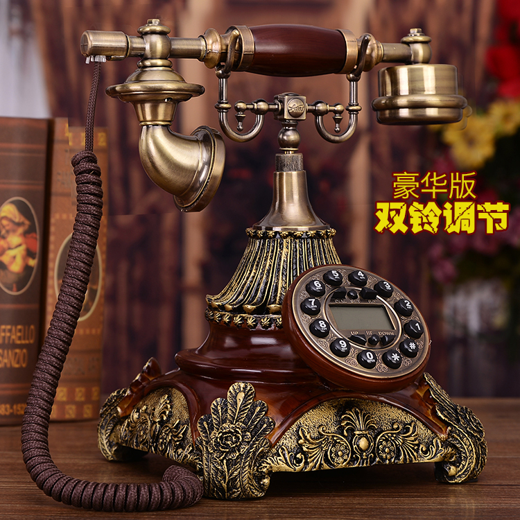 欧式仿古电话机旋转复古董办公家用座机美式时尚创意固定工艺电话