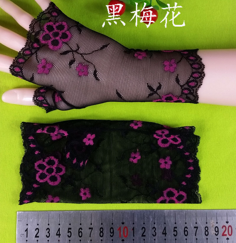 2016绿色健康防晒防紫外线露指手套女士短款半指蕾丝手套高档经典