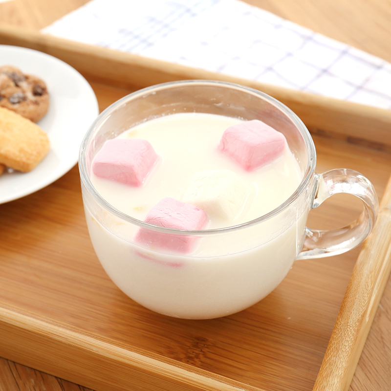 家用玻璃杯子大容量牛奶杯带把早餐酸奶杯麦片杯奶茶杯水果沙拉碗