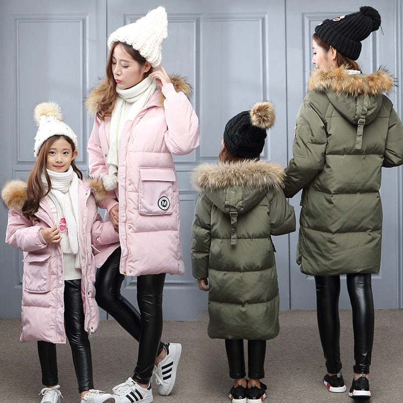 亲子装女童冬装棉袄2016新款韩版中长款加厚中大童母女棉服外套潮