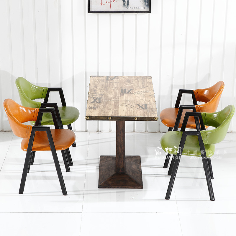 复古主题咖啡厅餐厅桌椅 现代简约小吃店冷饮甜品奶茶店快餐桌椅