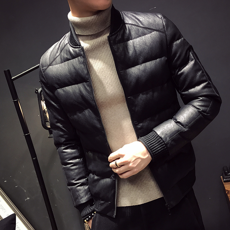 2017新款冬季男士外套韩版潮流修身帅气精品流行男装水洗皮棉衣
