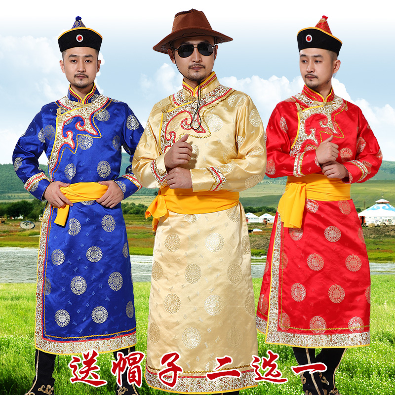 新款蒙古服装蒙族男装演出服少数民族男士长袍成人藏族舞蹈表演服