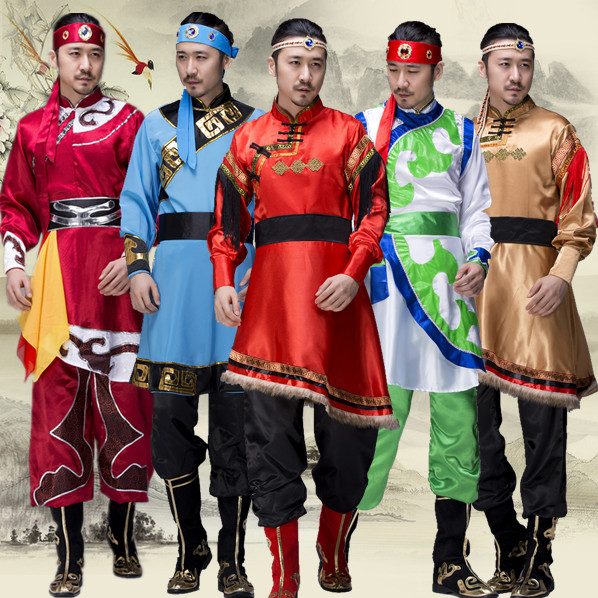 新款男蒙古服装舞蹈演出服少数民族舞台服蒙古袍藏族服饰筷子舞服