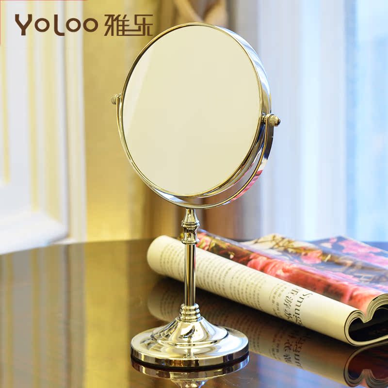 欧式全铜化妆镜 梳妆镜 台式 美容镜双面放大 6/8英寸大小号镜子