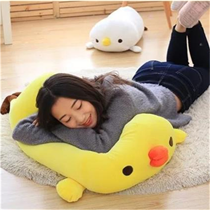 软体羽绒棉黄色小鸡抱枕毯子两用 午睡毯靠垫椅垫布娃娃实用礼物