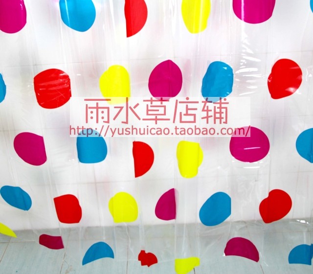 厂家直销 透明 浴帘 pvc防水 防霉 彩色圆圈 塑料帘子SHOWER CURT