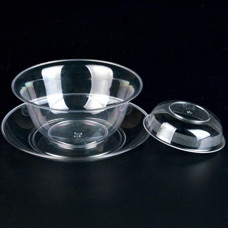 喇叭花 一次性水晶碗盘碟硬塑料骨碟透明磨砂味碟透明碗盘碟100个