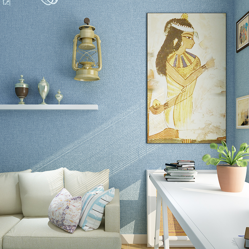 现代简约墙纸客厅壁纸蓝色粉色灰色素色电视背景墙壁纸卧室