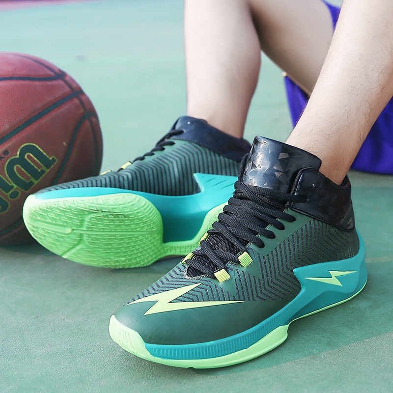 夏季学生绿色篮球鞋时尚品牌男鞋防滑透气专业比赛鞋正品运动鞋潮