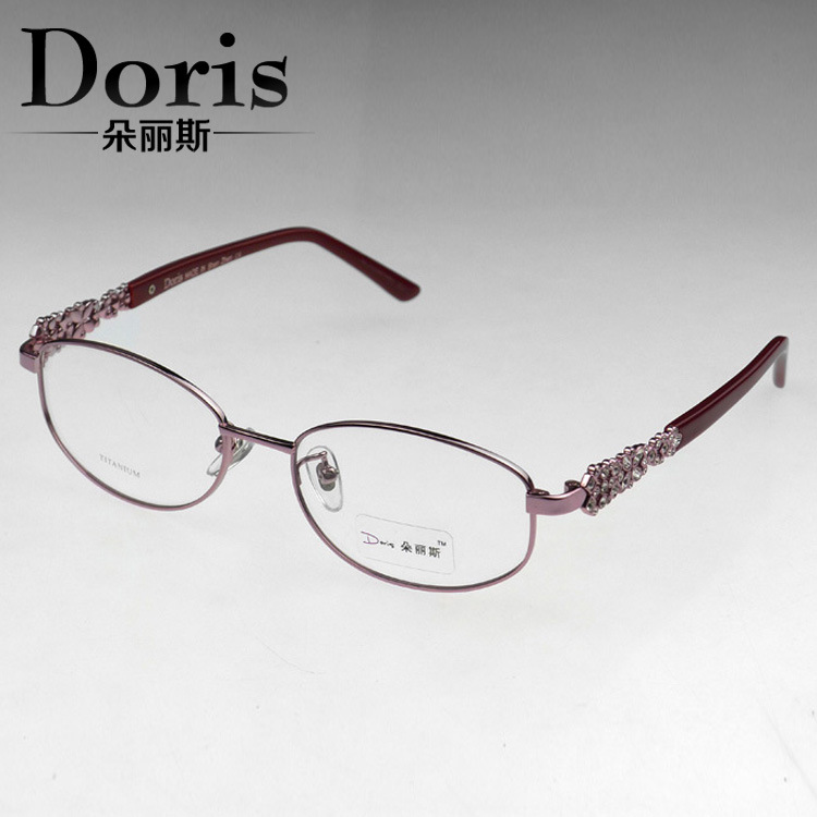 正品高端品牌眼镜架 半框眼镜纯钛镶钻女士眼镜框CD7740