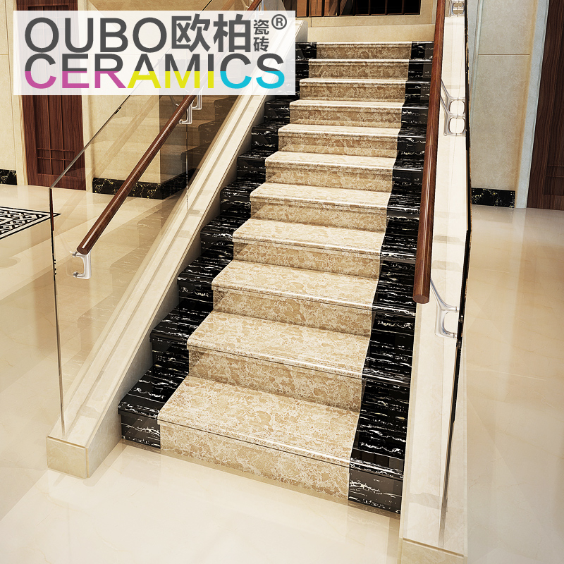 欧柏 楼梯踏步砖 楼梯防滑瓷砖 台阶地砖 加工梯级板 耐磨一体式